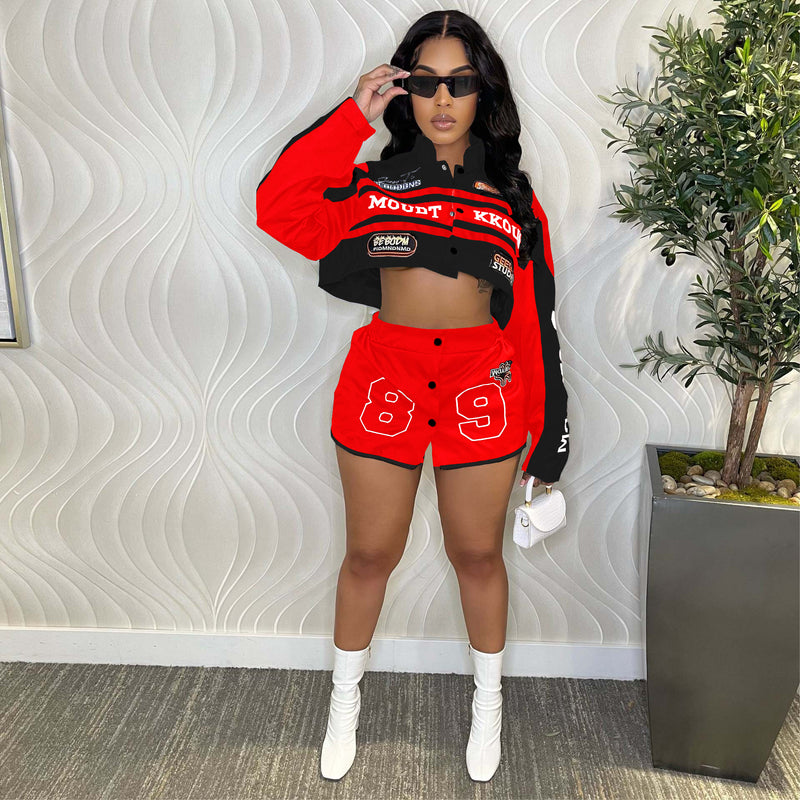 Printed Removable Two Wear Baseball Jacket MDF 5382
