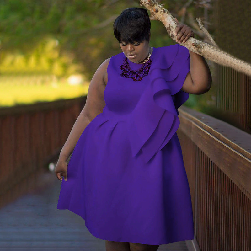 Plus Size Sleeveless Solid Color Midi Dress NNWF 3039