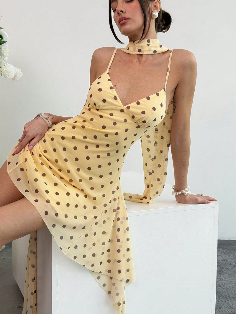 Polka Dot Print Backless Sling Mini Dress GXIY K26L2640