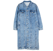 Washed Slim Denim Long Coat GKNF TS R07