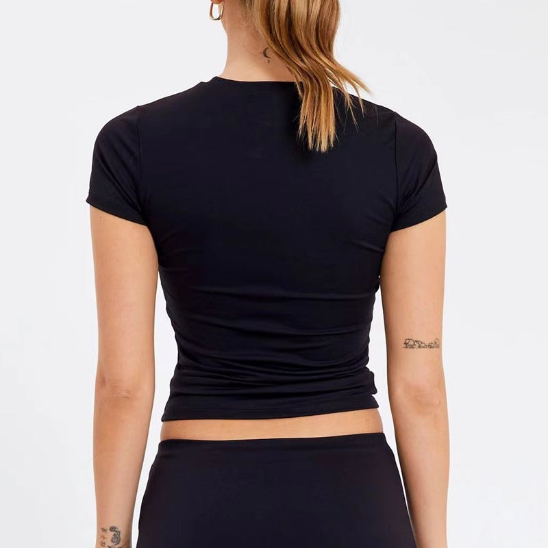 Solid Color Slim Short Sleeve T Shirt GYSM W0541