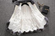 Plus Size White Rabbit Fur Hooded Coat HHMY XF %E8%85%B0%E5%B8%A6%E8%B1%B9%E7%BA%B9%E8%B6%85%E9%95%BF