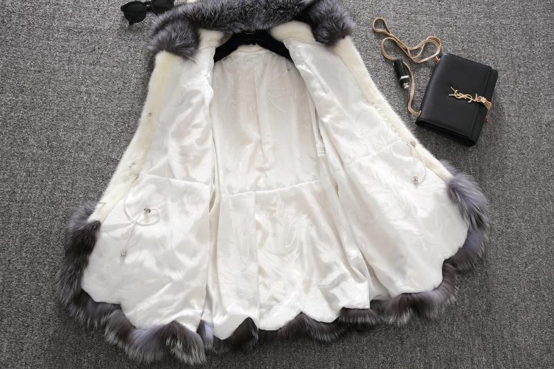 Plus Size White Rabbit Fur Hooded Coat HHMY XF %E8%85%B0%E5%B8%A6%E8%B1%B9%E7%BA%B9%E8%B6%85%E9%95%BF