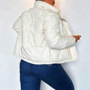 Long Sleeve Standing Collar Solid Color Cotton Jacket FL 23469