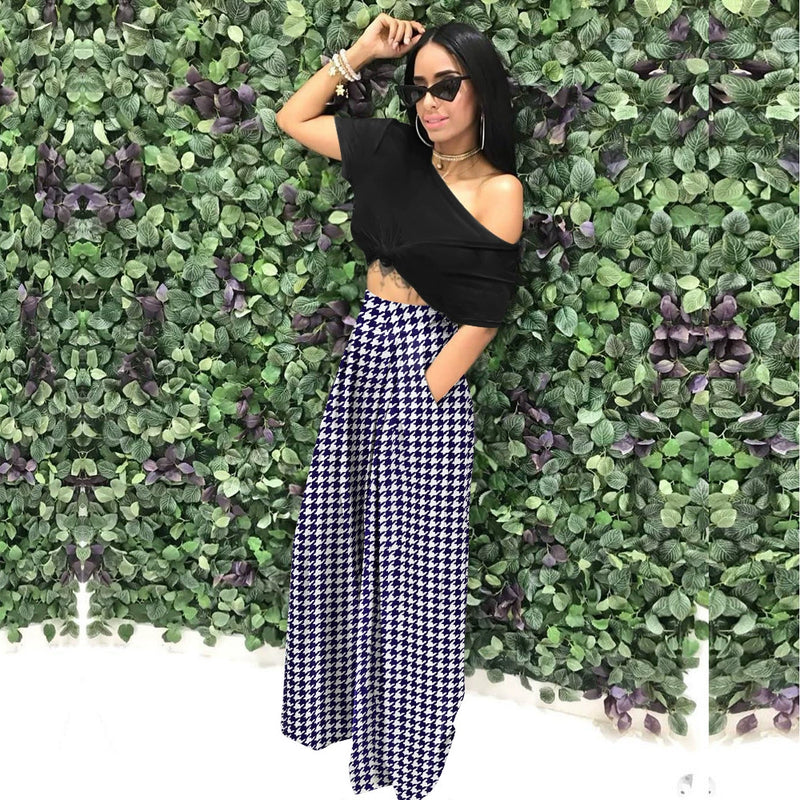Plus Size Print Loose Wide Leg Pants SH 390198