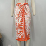 Printed Irregular Half body Long Skirt OLYF 6148