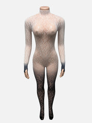 Sexy Hollow Out Knits Lace Jumpsuit GQNF Y00589QL