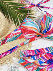Printed Lace Up Swimsuit 2 Piece CSYZ C77K