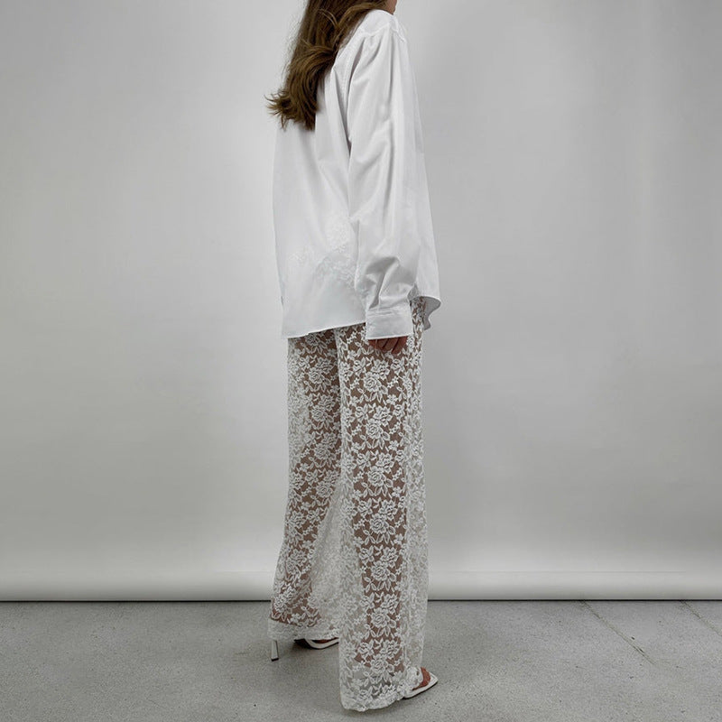 Lace See Through Patchwork Pants GPBY 15116