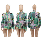 Casual Loose Printed Long Sleeve Blouse WSYF 5902