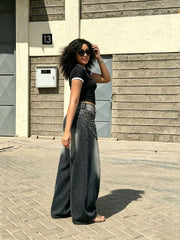 Plus Size Splashing Ink Straight Jeans GYLN 6850