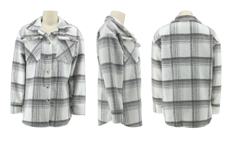 Black White Plaid Print Fashion Coat YH 1040
