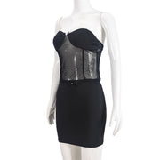 See Through Patchwork Wrap Chest Tops Skirt Suit GNZD 51320SHD