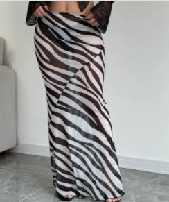 Leopard Print Chiffon Fishtail Skirt GKLK D4315729Y