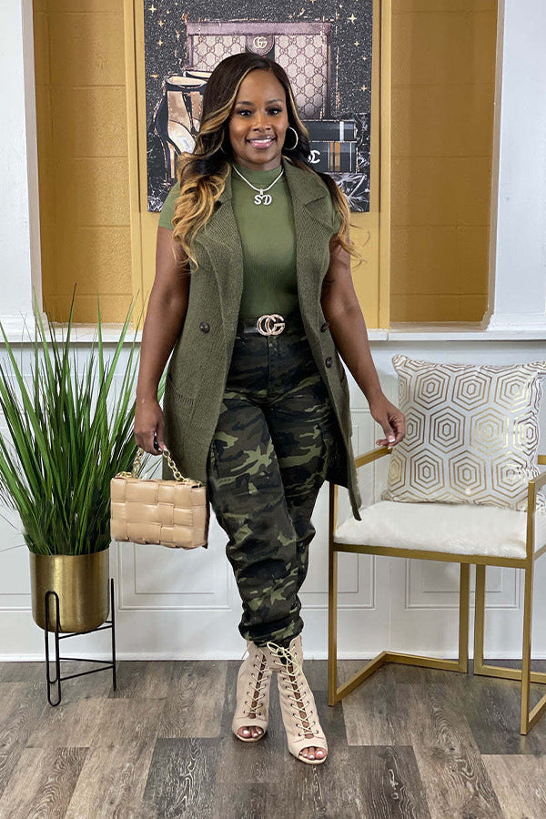Fashion Camouflage Print Pocket Pant OD 8635