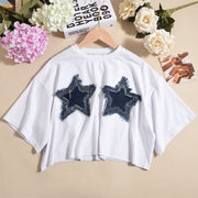 Loose Star Denim Patch T shirt GNZD 011489TBR