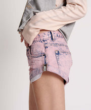 Fashion Print Washed Denim Shorts GSMF 9123