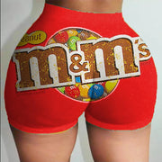 Plus Size Sexy Letter Print Bodycon Mini Shorts SHD 9303