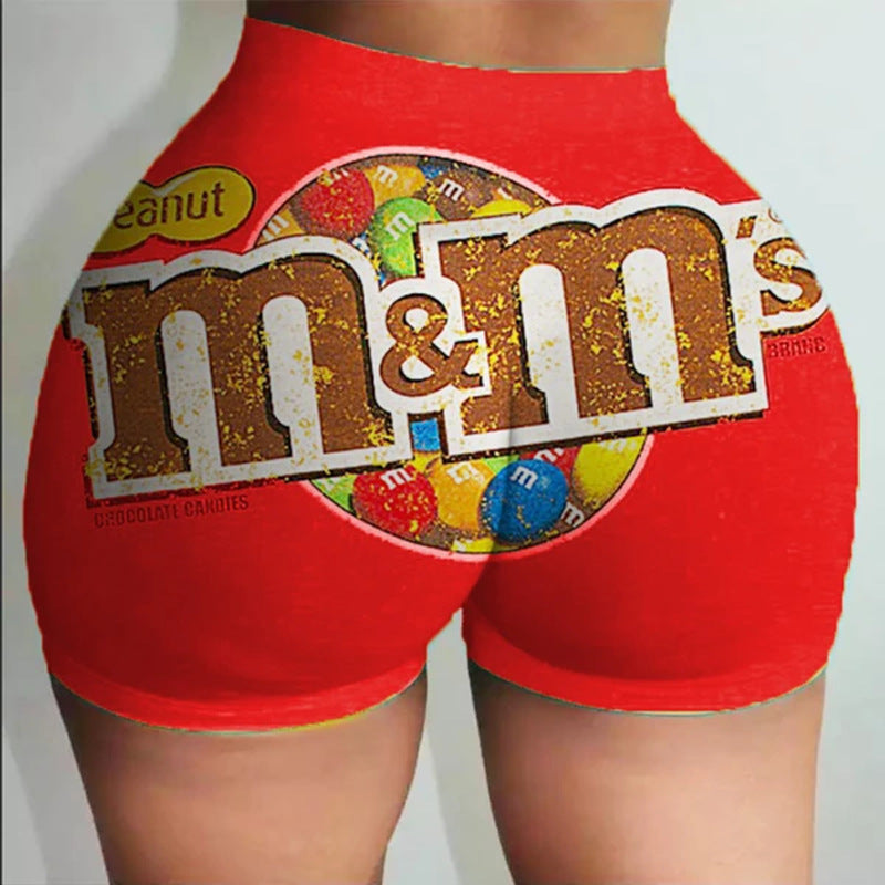 Plus Size Sexy Letter Print Bodycon Mini Shorts SHD 9303