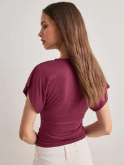 Short Sleeve V Neck T Shirt MIL L381