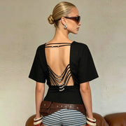 Backless Beaded Tie Up Top GPKJ MR48684