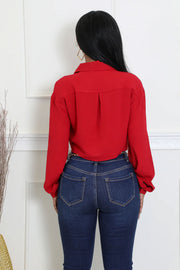 Solid Color Long Sleeve Shirt XHXF 969