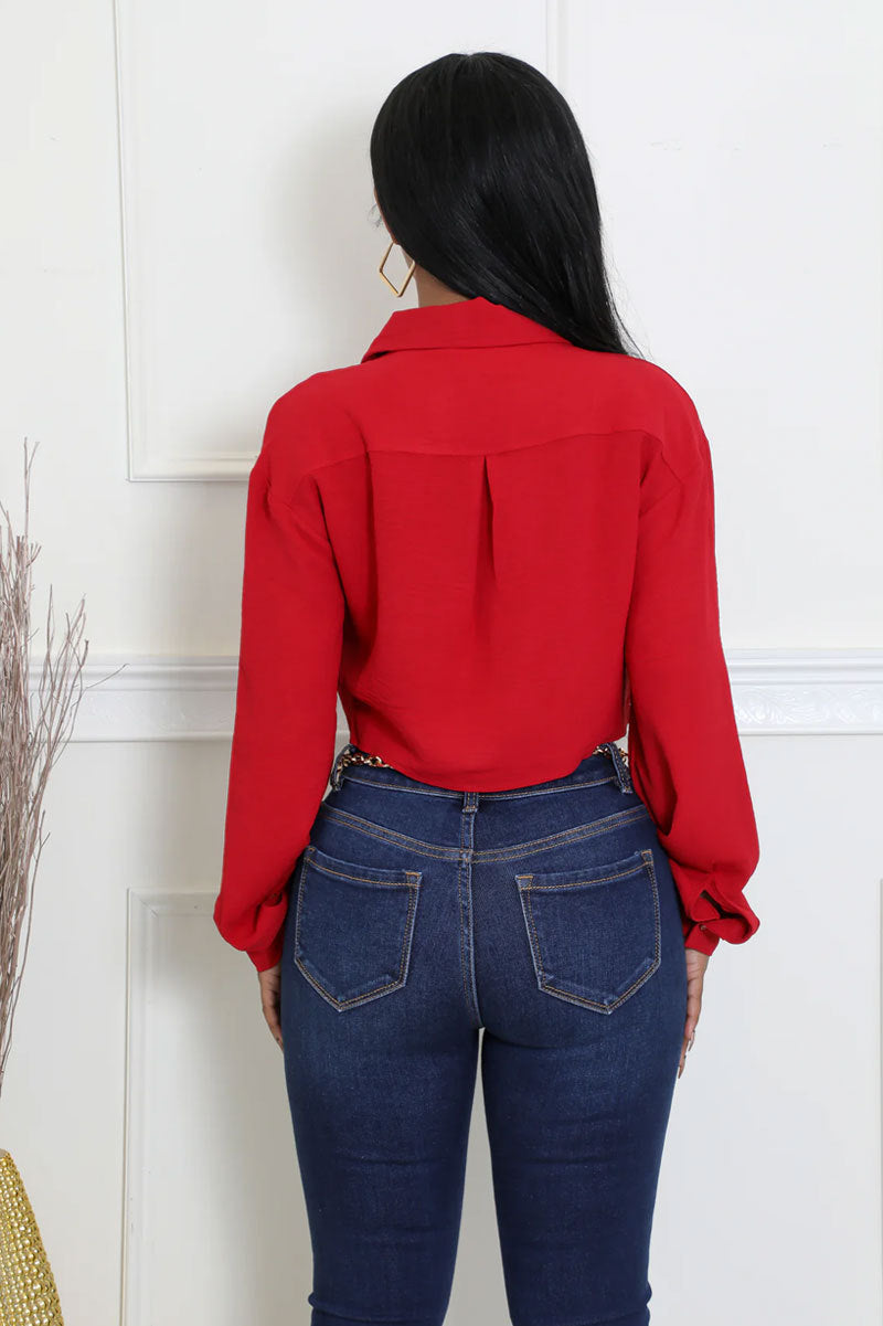 Solid Color Long Sleeve Shirt XHXF 969