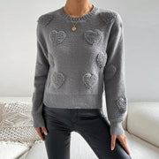 Peach Heart Sweater Pullover Long Sleeve Top GDAM 1021