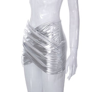 PU Leather Casual Mini Skirts GDSF J23SK063