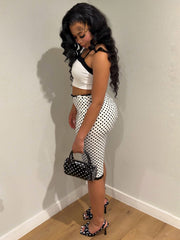 Print Bow Tie Camisole Top Lace Fifth Pants Suit CH 26020