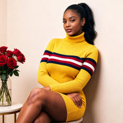 Plus Size Stripe High Collar Knits Sweater QMZF 1902