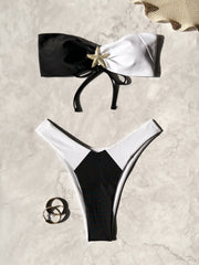 Color Block Backless Bikinis Swimsuit 2 Piece Set CASF 6759