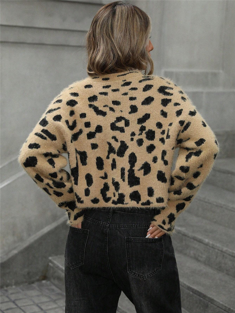 Leopard Print Long Sleeve Sweater GZYF 1181