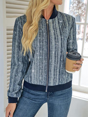 Casual Zipper Sequin Long Sleeve Jackets GYLY 10866
