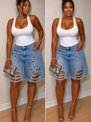 Fashion Holes Denim Shorts OD 8786
