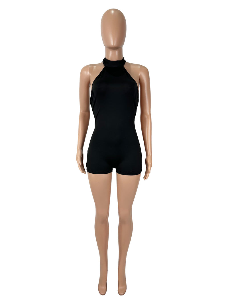 Sleeveless Backless Halterneck Romper SHD 9590