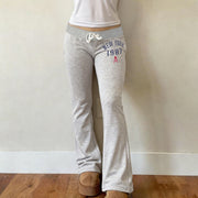 Letter Print Sport Micro Flare Pants GPKJ MR41529