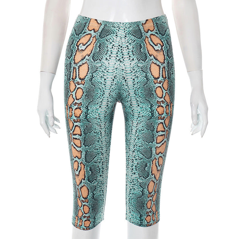 Snake Print Tight Fifth Pants GSBD D25PT151