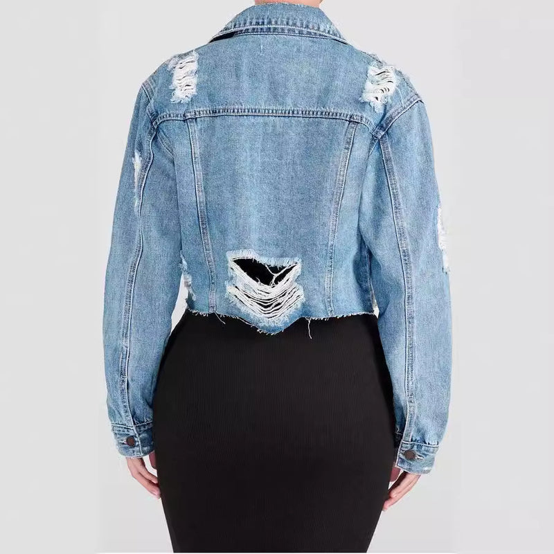 Long Sleeve Denim Short Jackets GKNF TSC 1052