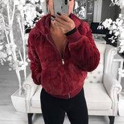 Fashion Solid Color Hooded Loose Plush Jacket GLYY 6001