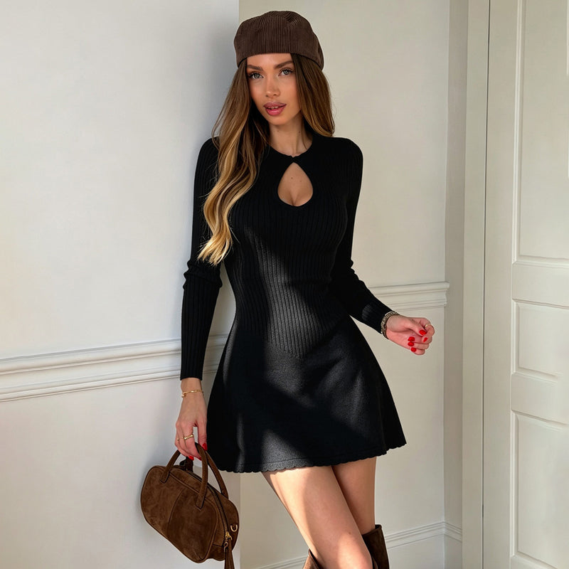 Long Sleeve Hollow Out Mini Dress GPKJ MR50862