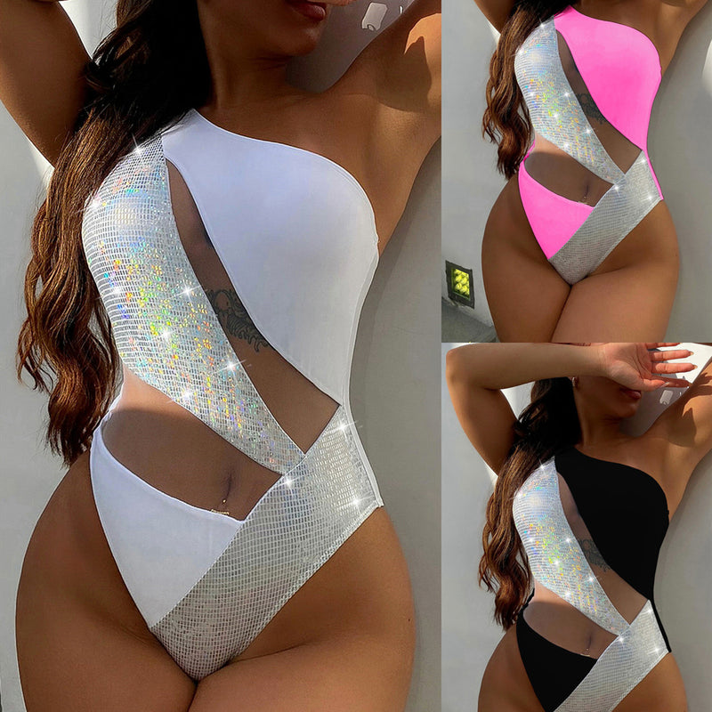 Mesh Splice One Piece Swimsuit CSYZ D99WY