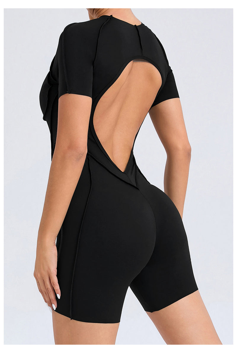 Short Sleeve Sport Backless Yoga Romper GQSA 50310