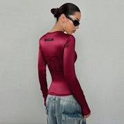 Leopard Print Long Sleeve Tops GFRT DZF2867