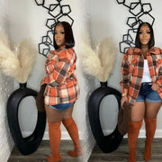 Plaid Print Long Sleeve Coats OLYF 6159