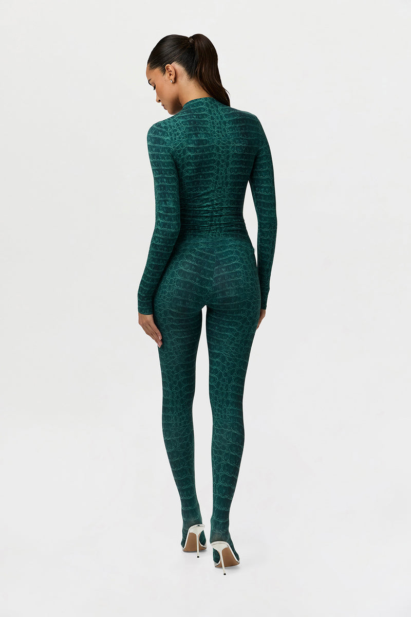 Snake Print Long Sleeve Tight Jumpsuit SHD 9954