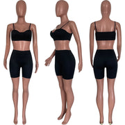 Solid Color Casual Camisole Shorts Two Piece Sets HMS 5532