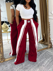 Contrast Color Casual Wide Leg Pants AIL 342