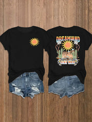 Plus Size Print Casual Short Sleeve T Shirt YIM 409