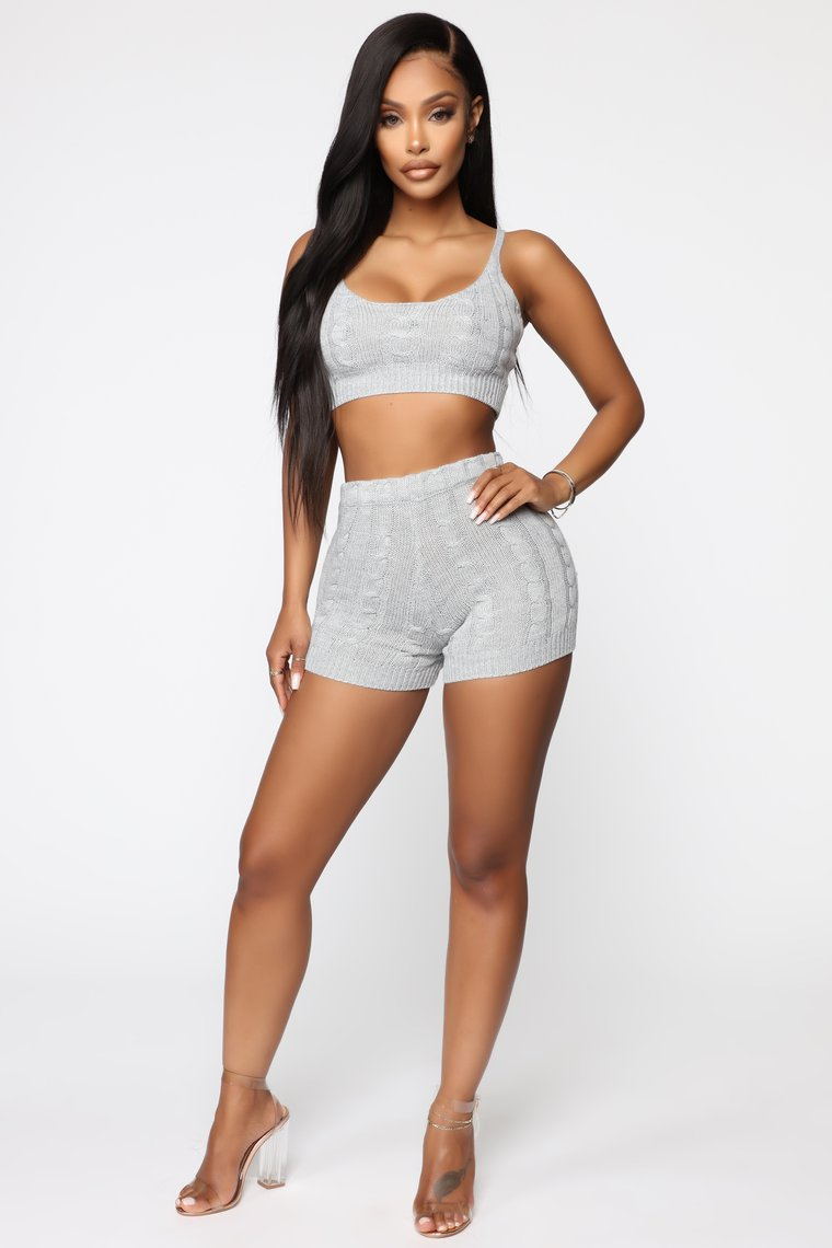 Sexy Knitted Cami Top And Shprts Two Piece Sets LSD 9802